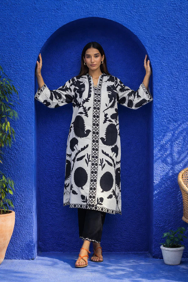 Sana Safinaz Stitched Printed Shirt + Culotte - SS26BSP026P2T