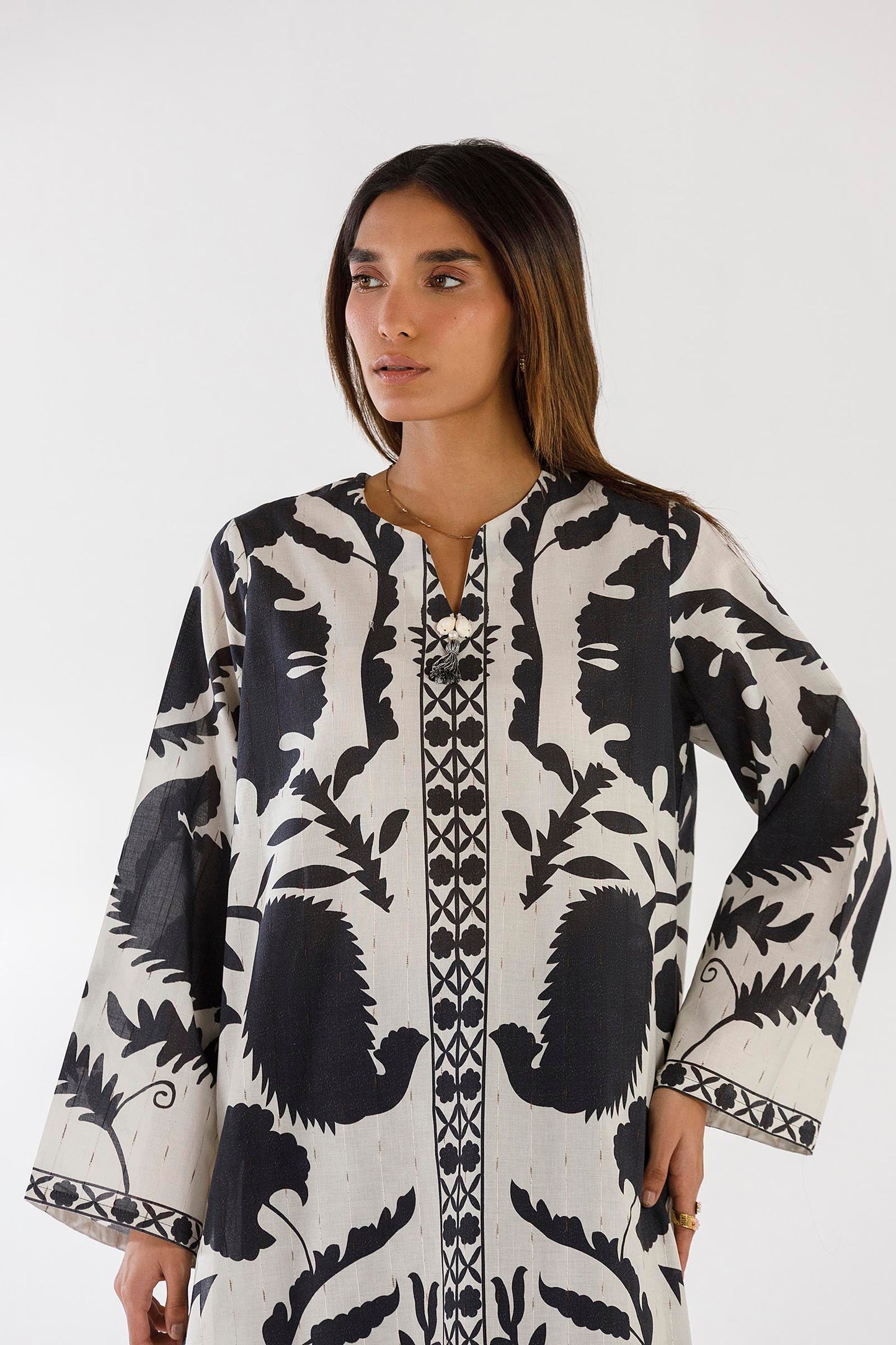 Sana Safinaz Stitched Printed Shirt + Culotte - SS26BSP026P2T