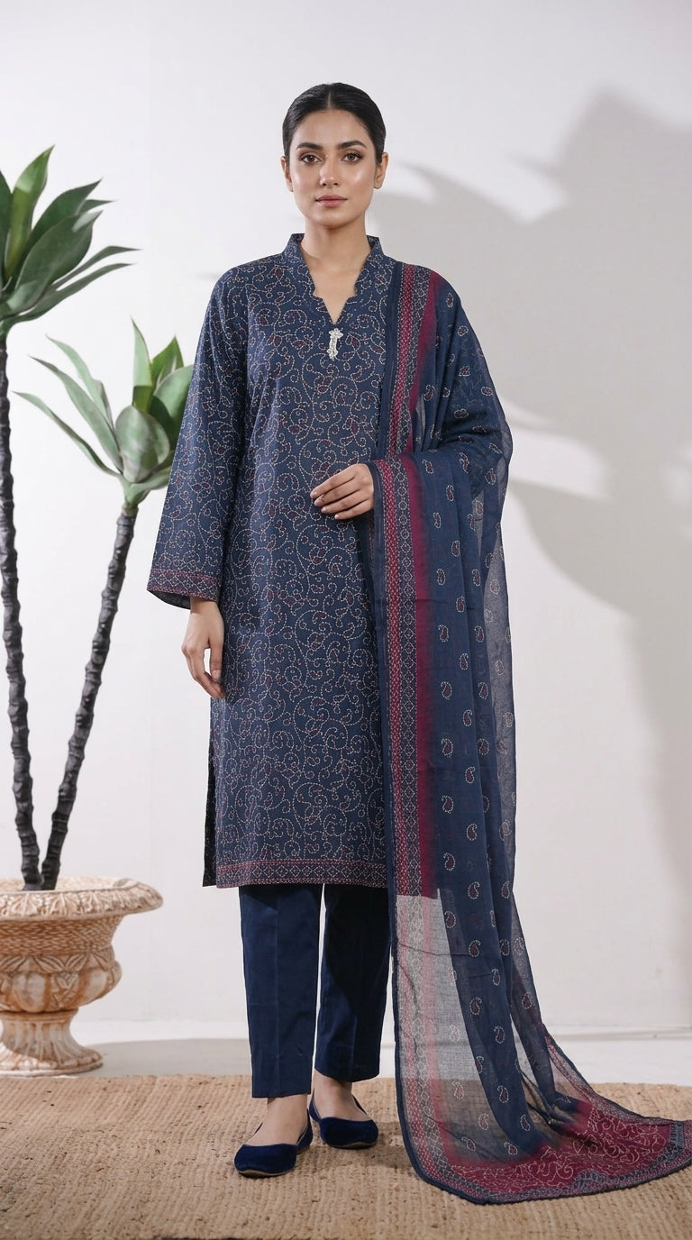 Bin Saeed Rozana 3-Piece Printed Lawn Suit D45