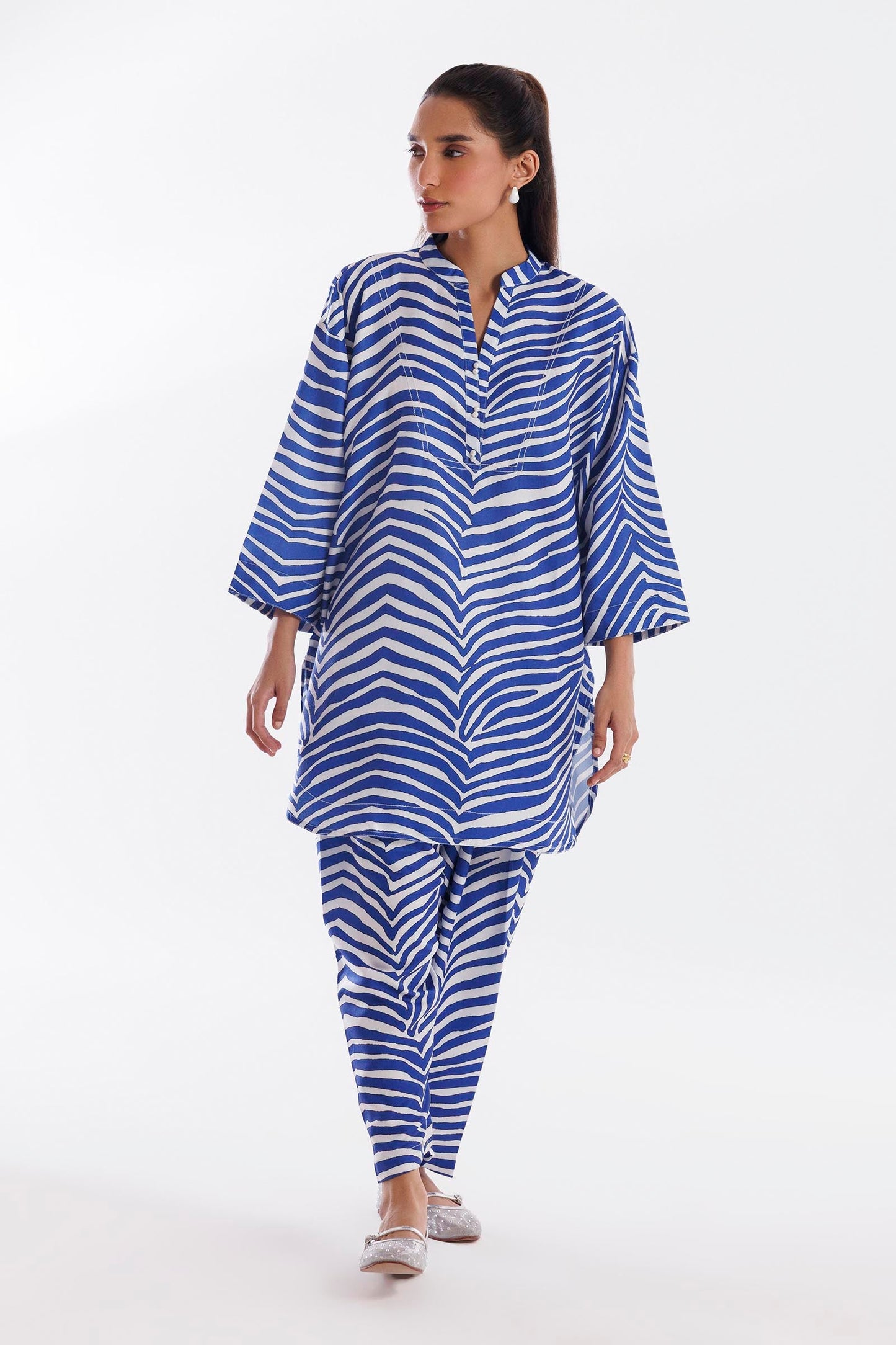 SANA SAFINAZ- Stitched Printed Dobby Shirt + Shalwar