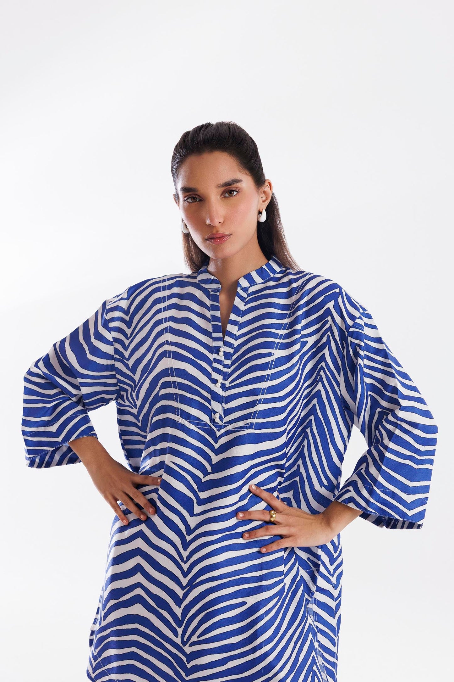 SANA SAFINAZ- Stitched Printed Dobby Shirt + Shalwar