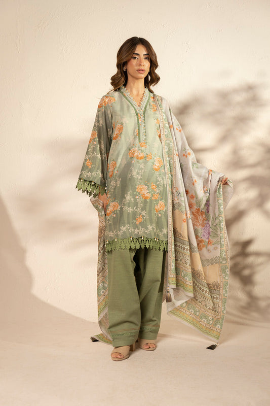 Alkaram Unstitched 3-Piece Khaddar Suit | Printed Shirt, Trouser & Dupatta