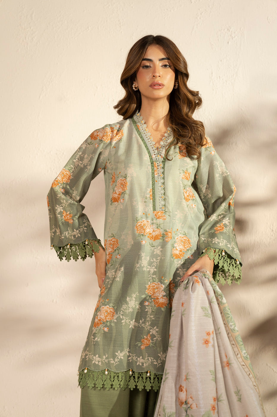 Alkaram Unstitched 3-Piece Khaddar Suit | Printed Shirt, Trouser & Dupatta