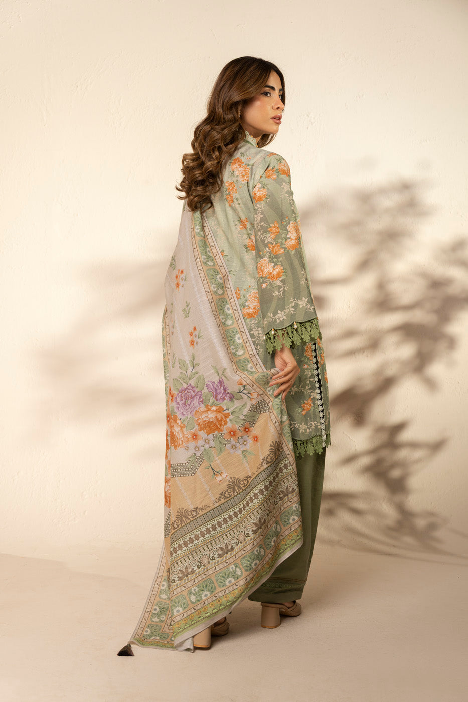 Alkaram Unstitched 3-Piece Khaddar Suit | Printed Shirt, Trouser & Dupatta