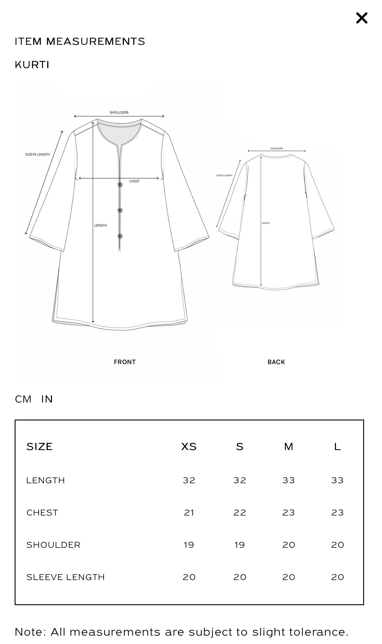 ETHNC-PRINTED KURTI-VANILLA ICE |
SHIRT - A LINE FIT - BAN NECK WITH SLIT - FLARED SLEEVES - SHORT LENGTH