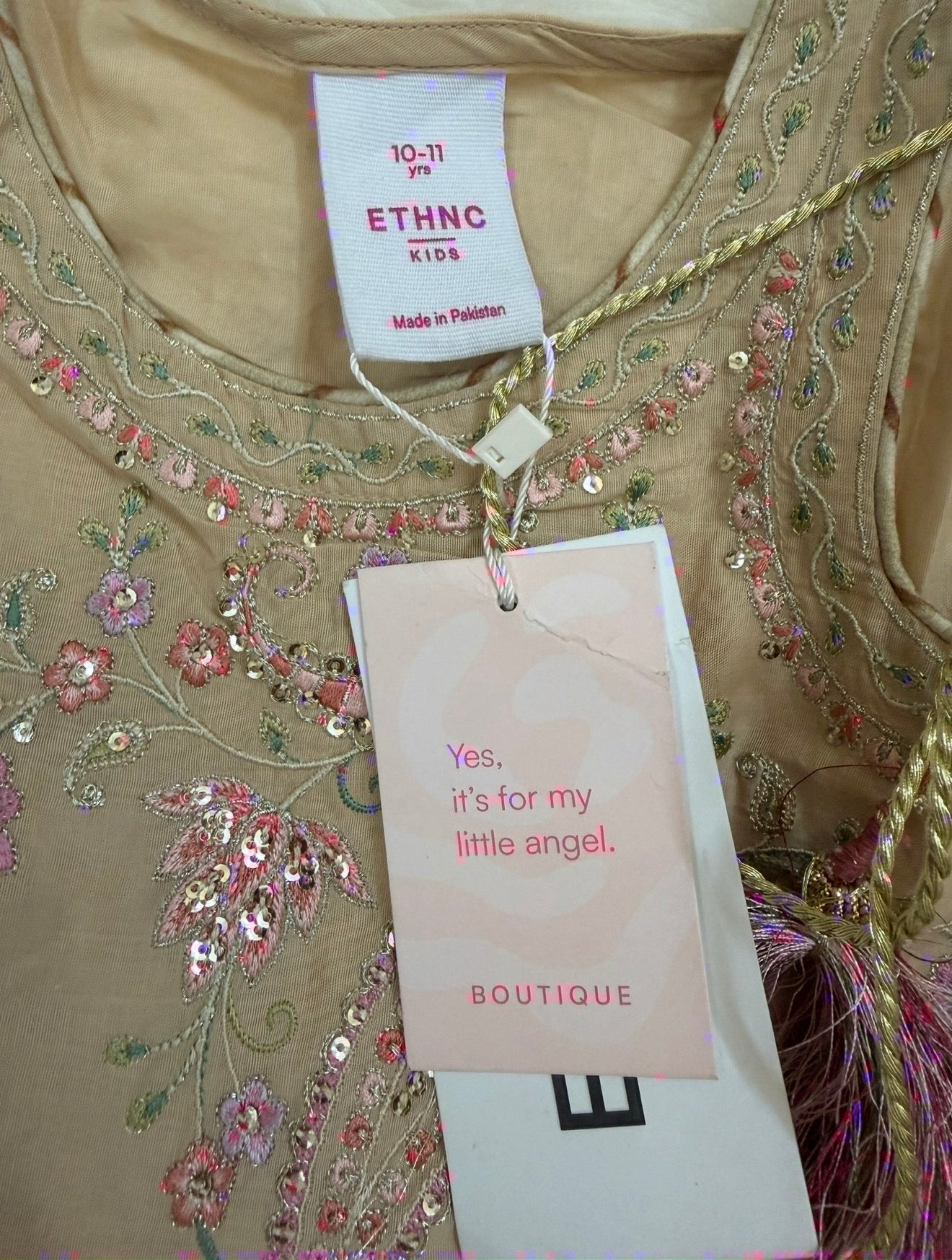 ETHNC Kids Embroidered 2 pcs Stitched Suit -Light Gold
