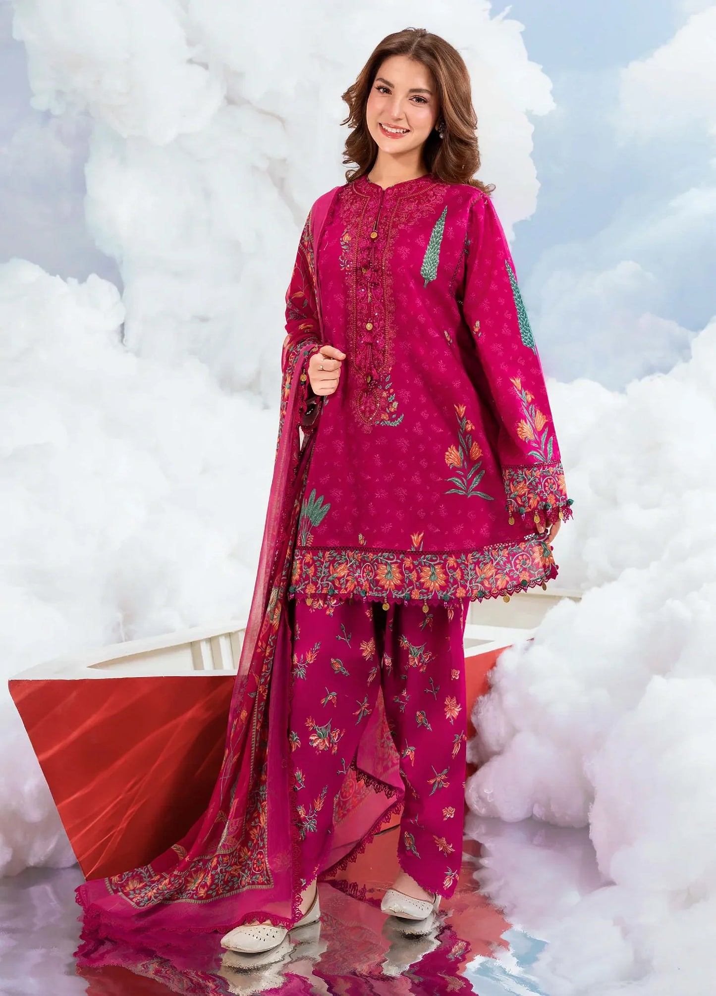MARIA B BASICS SUMMER MB-CUSV14-03B-3 Pc Unstitched Embroidered Lawn Suit