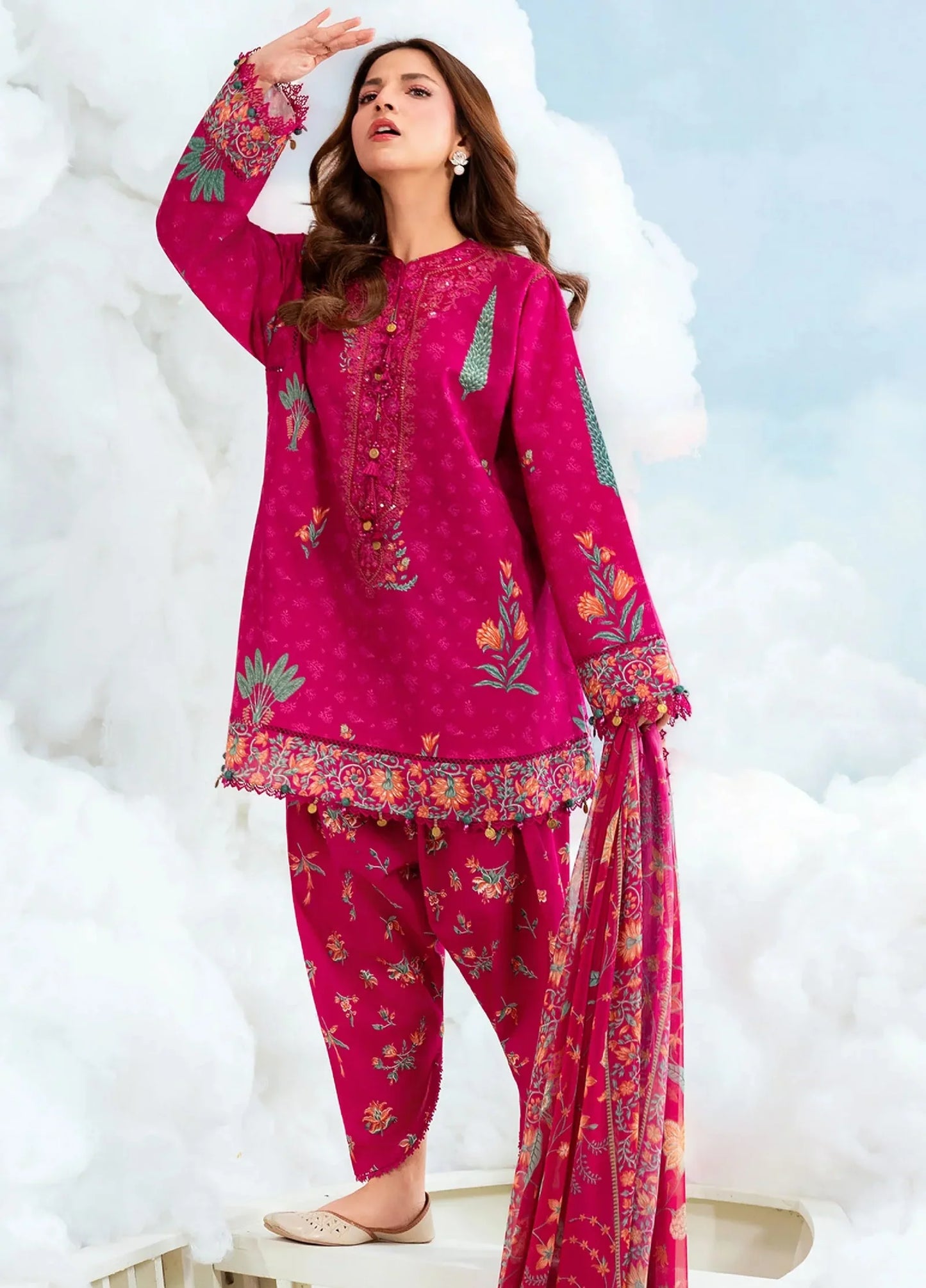 MARIA B BASICS SUMMER MB-CUSV14-03B-3 Pc Unstitched Embroidered Lawn Suit
