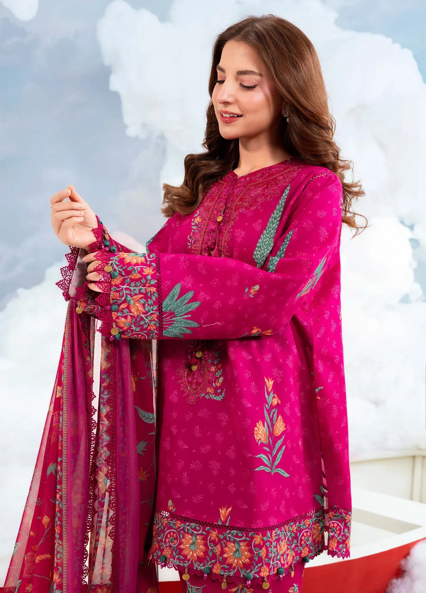 MARIA B BASICS SUMMER MB-CUSV14-03B-3 Pc Unstitched Embroidered Lawn Suit