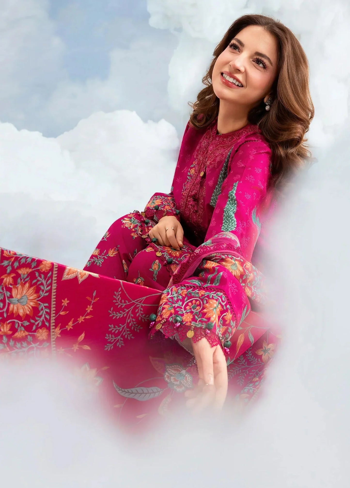 MARIA B BASICS SUMMER MB-CUSV14-03B-3 Pc Unstitched Embroidered Lawn Suit