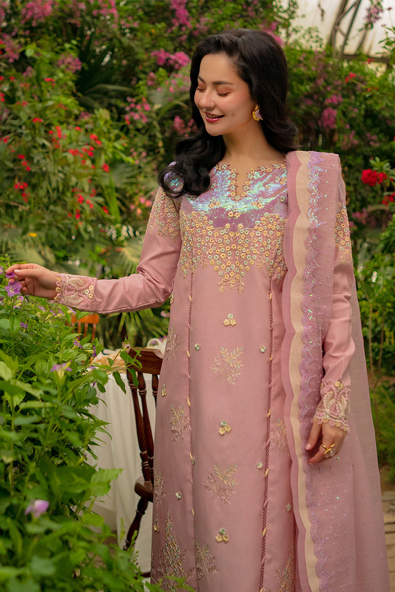Rang Rasiya Premium Embroidered Lawn Unstitched 3Pc Suit - ALAYNA(PINK)