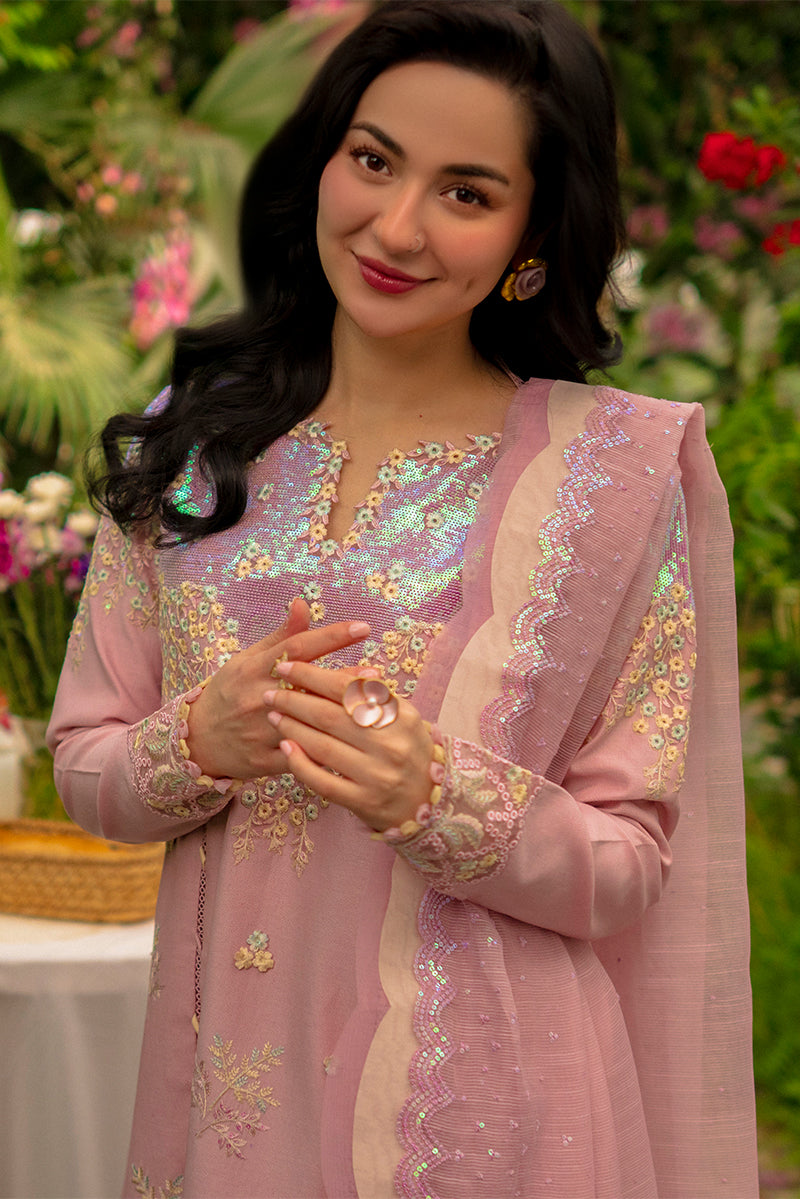 Rang Rasiya Premium Embroidered Lawn Unstitched 3Pc Suit - ALAYNA(PINK)