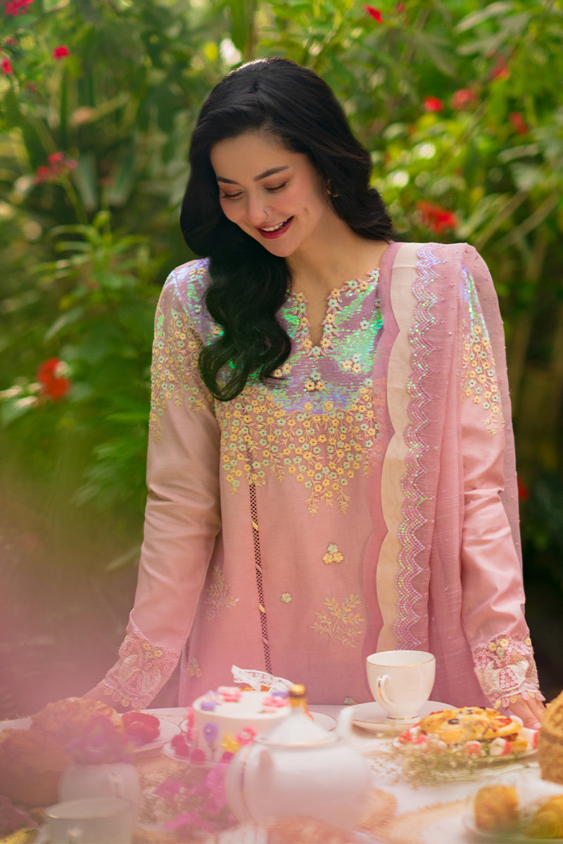 Rang Rasiya Premium Embroidered Lawn Unstitched 3Pc Suit - ALAYNA(PINK)