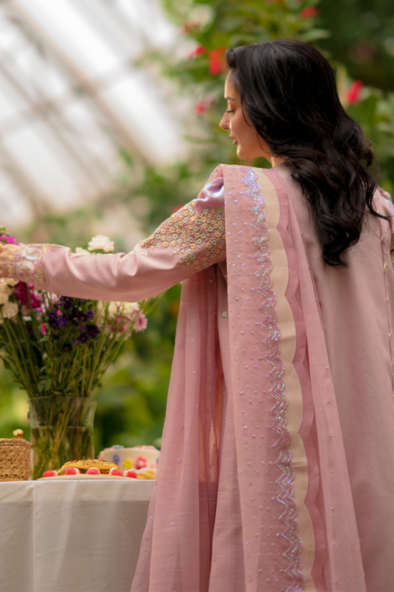 Rang Rasiya Premium Embroidered Lawn Unstitched 3Pc Suit - ALAYNA(PINK)