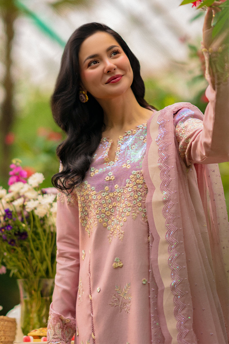 Rang Rasiya Premium Embroidered Lawn Unstitched 3Pc Suit - ALAYNA(PINK)