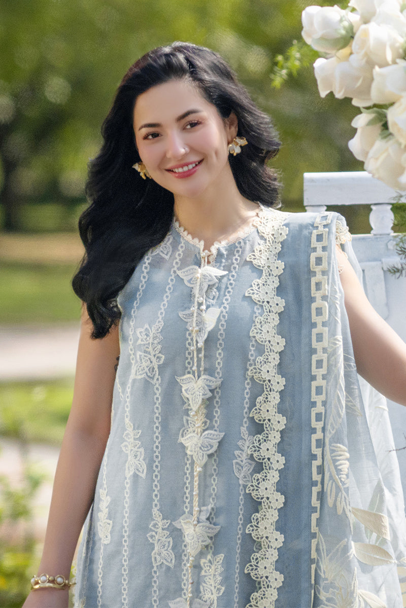 Rang Rasiya Premium Embroidered Lawn Unstitched 3Pc Suit - AYLA(SKY BLUE)