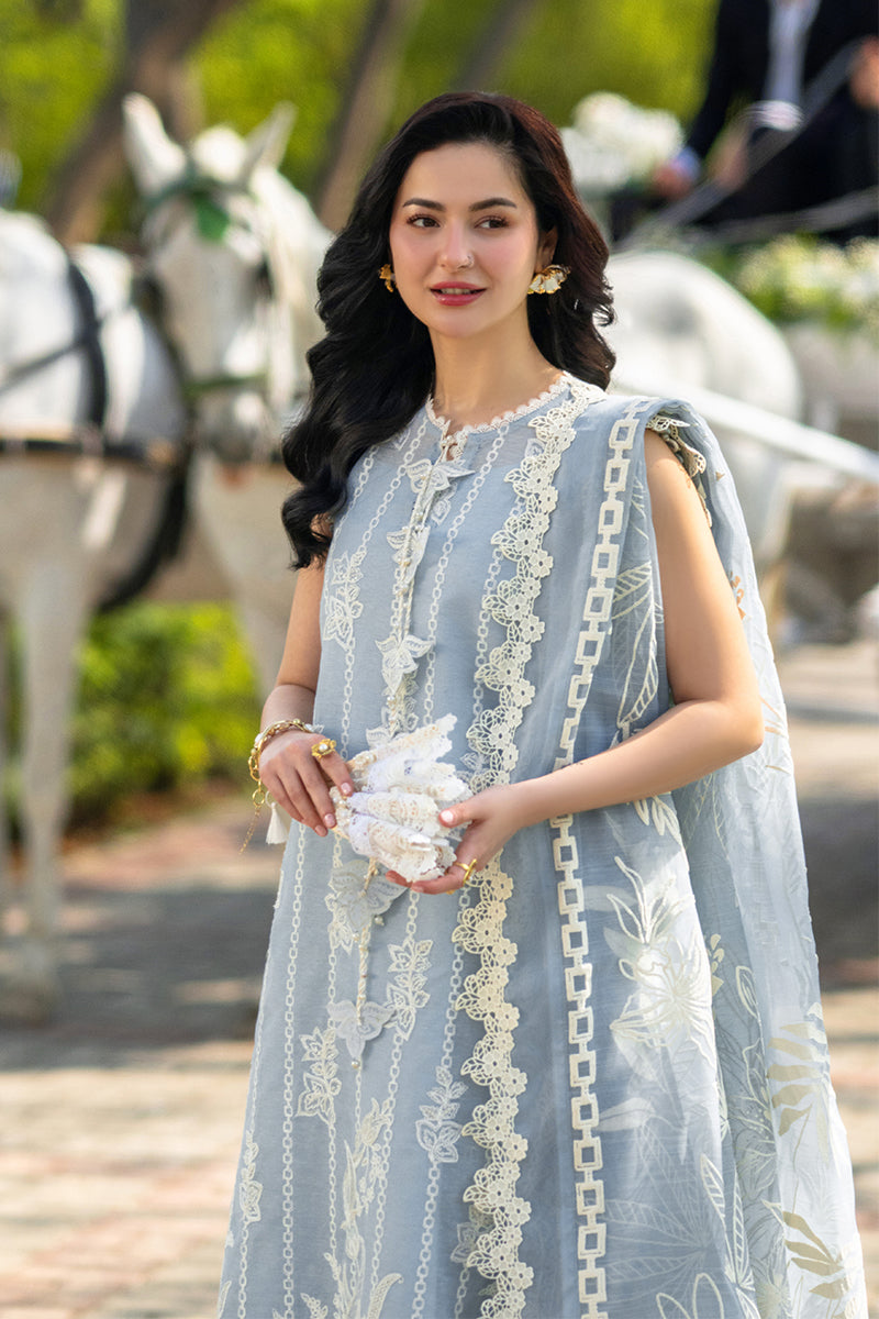 Rang Rasiya Premium Embroidered Lawn Unstitched 3Pc Suit - AYLA(SKY BLUE)
