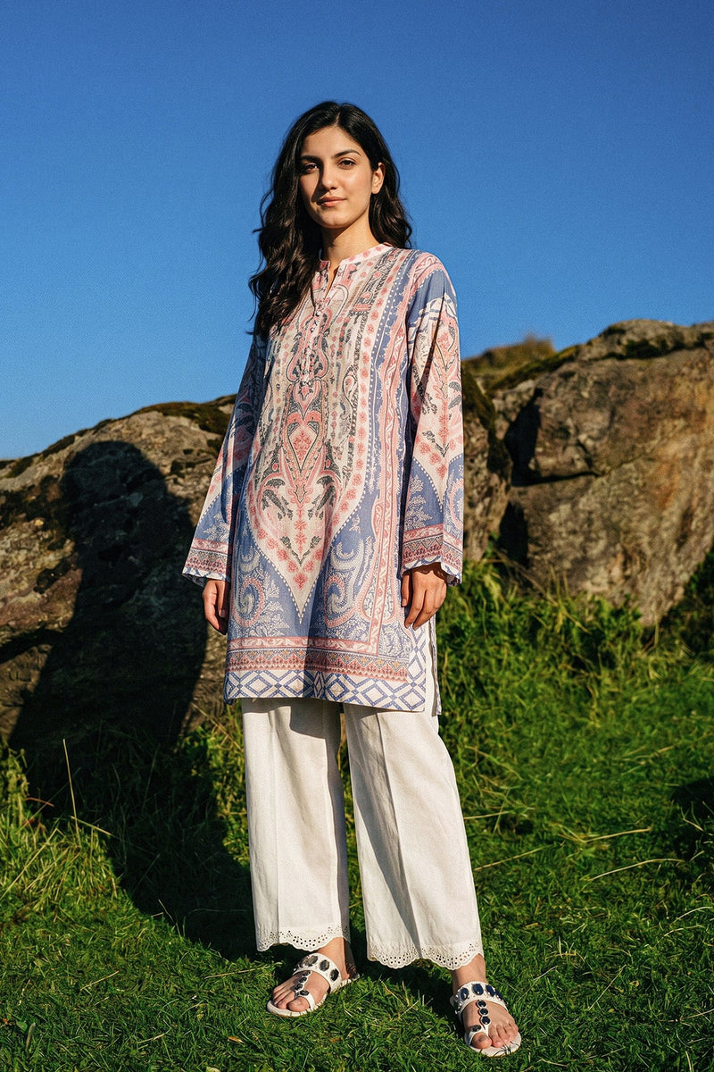 Ethnc PRINTED KURTI- Pastel Pink (E7971/102/425)