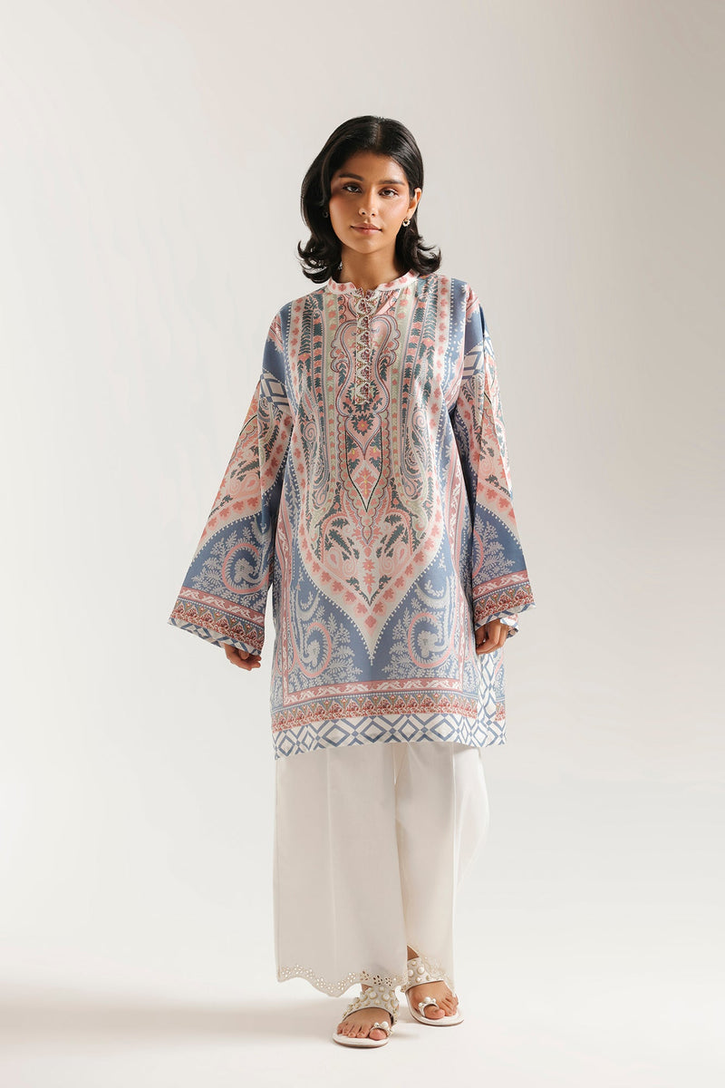 Ethnc PRINTED KURTI- Pastel Pink (E7971/102/425)