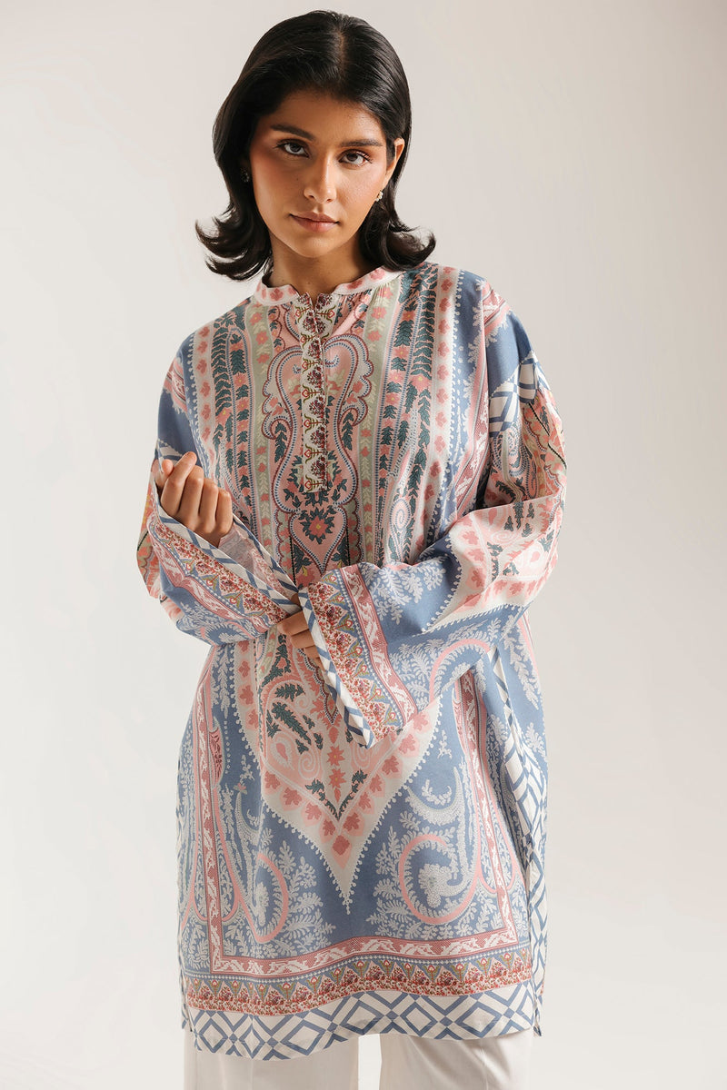 Ethnc PRINTED KURTI- Pastel Pink (E7971/102/425)