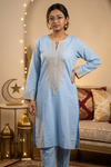 Khaadi Embroidered | Cambric Tailored 2 Piece | Top and Bottom- SKY BLUE