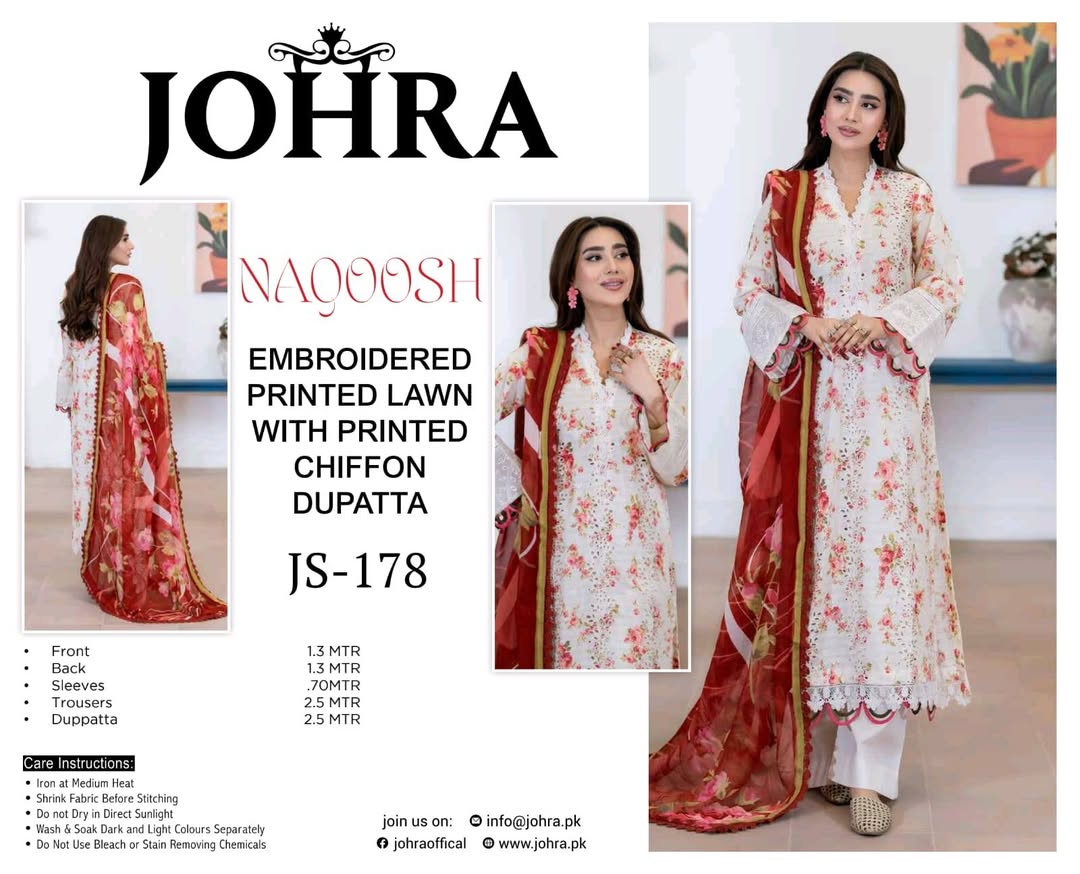JOHRA NAQOOSH-JS-179-NQS (UNSTITCHED 3 pcs)- Rose Pink (Floral)
