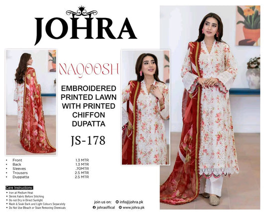JOHRA NAQOOSH-JS-179-NQS (UNSTITCHED 3 pcs)- Rose Pink (Floral)
