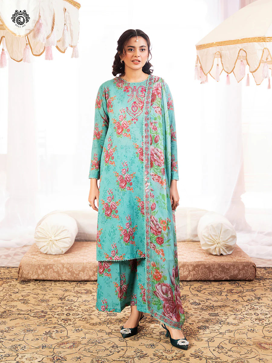 RUHAY SUKHAN 3 PC UN-STITCHED Article 01 (Mint Green with Multicolor Floral Print)