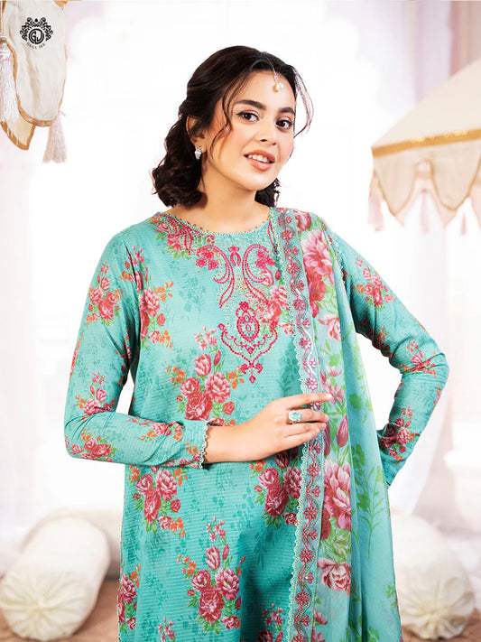 RUHAY SUKHAN 3 PC UN-STITCHED Article 01 (Mint Green with Multicolor Floral Print)