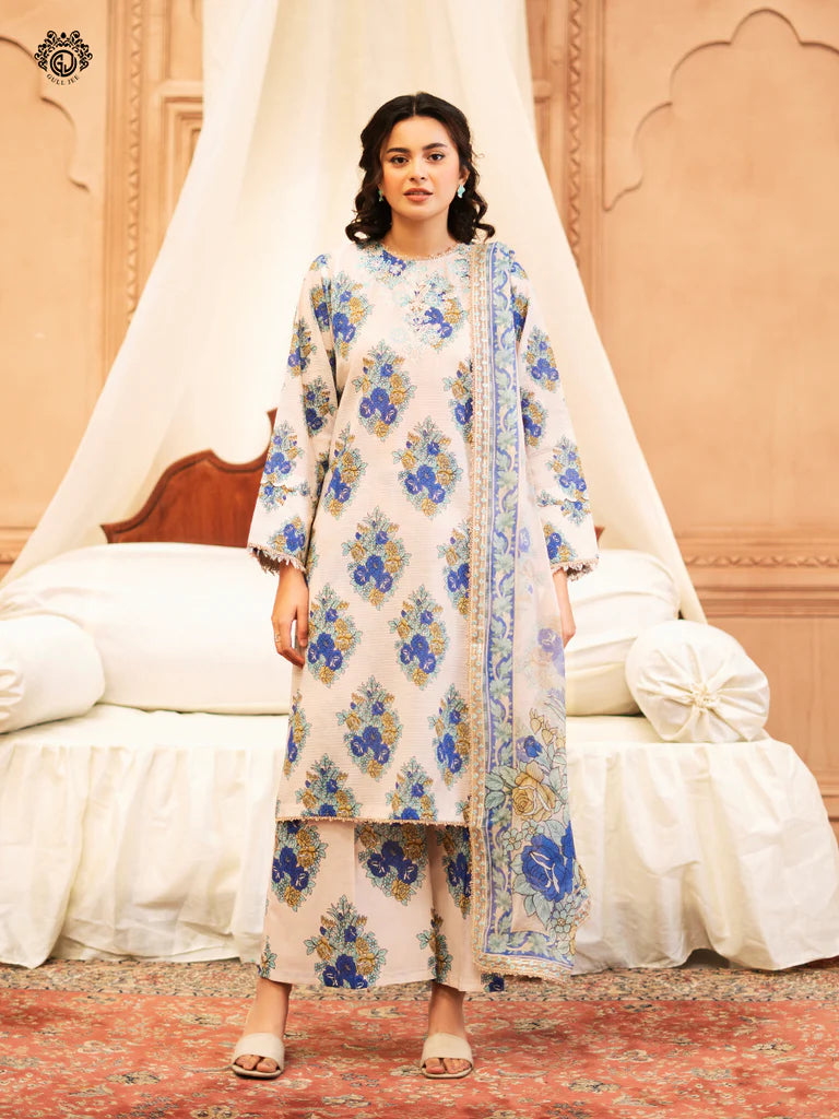 RUHAY SUKHAN 3 PC UN-STITCHED Article 09 (Cream/white)