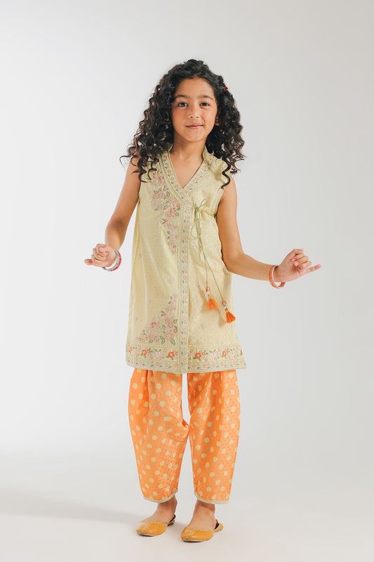 ETHNC Kids Embroidered 2 pcs Stitched Suit - Beige