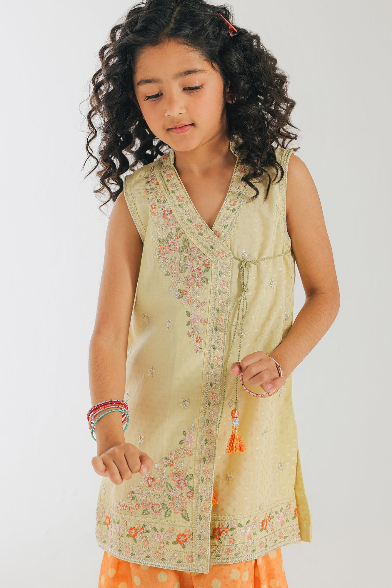 ETHNC Kids Embroidered 2 pcs Stitched Suit - Beige