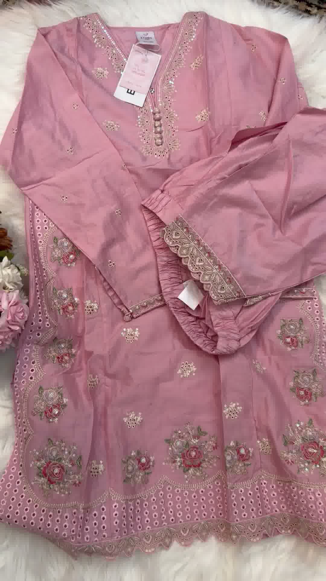 ETHNC Kids Embroidered 2 pcs Stitched Suit -Light Pink
