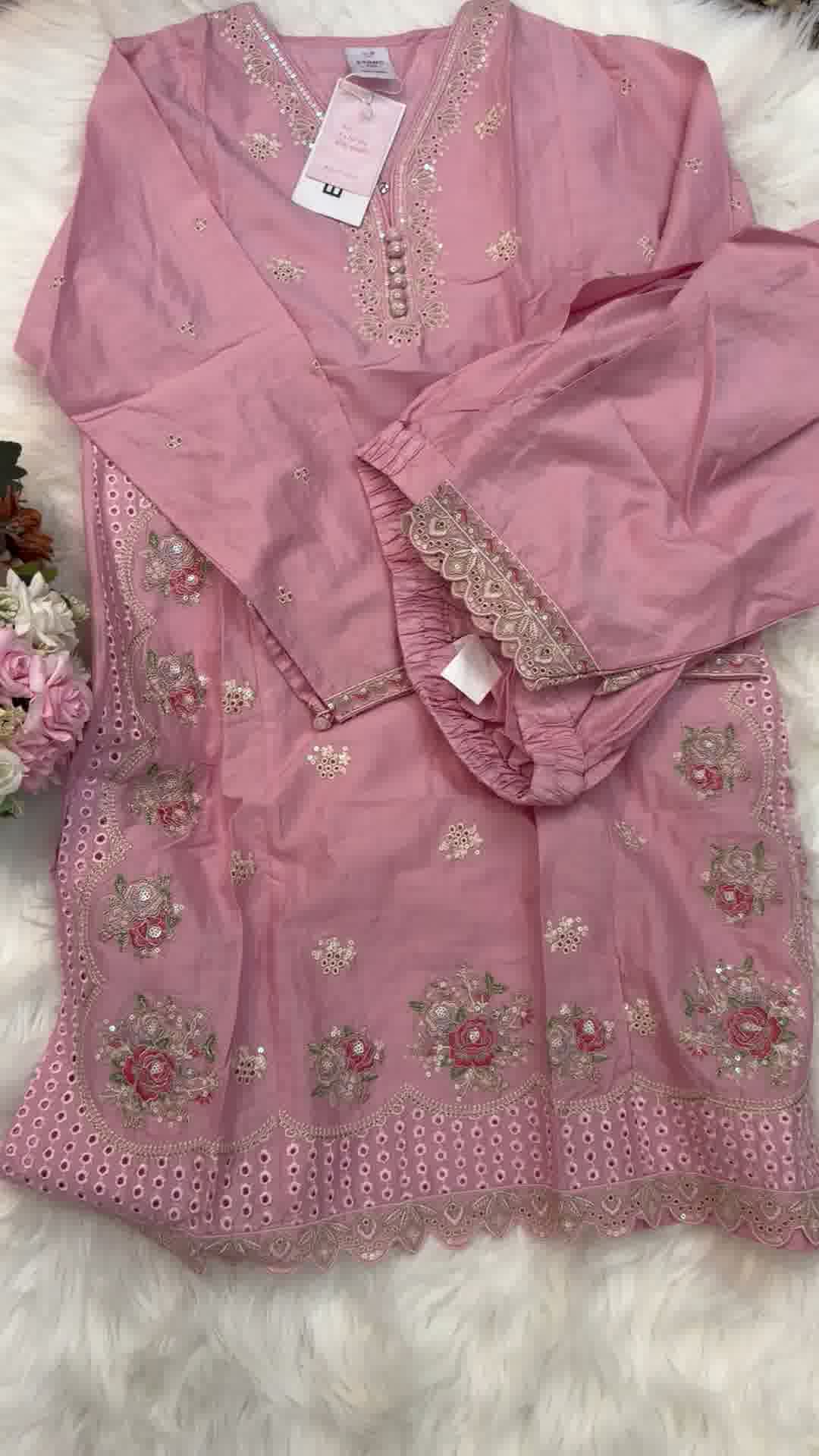 ETHNC Kids Embroidered 2 pcs Stitched Suit -Light Pink