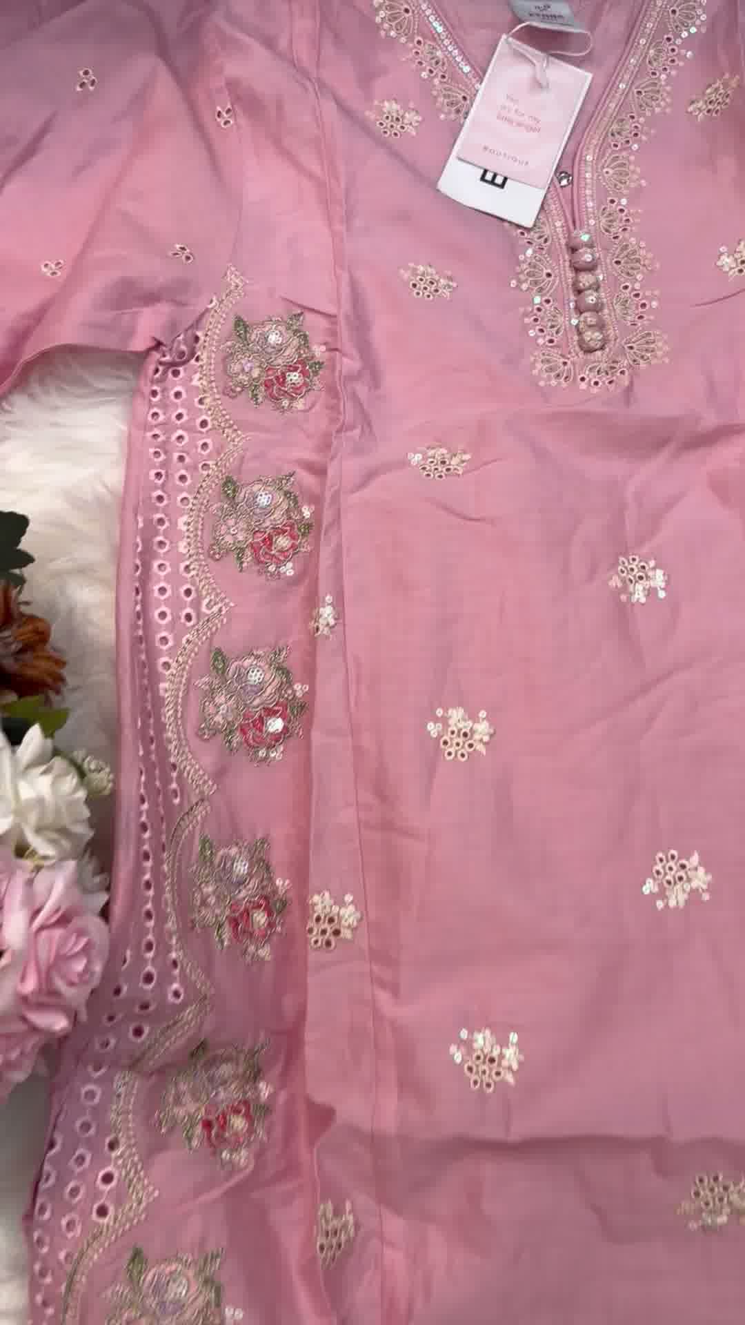 ETHNC Kids Embroidered 2 pcs Stitched Suit -Light Pink