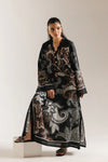 ETHNC-BLACK -DRESS - A LINE FIT -V NECK - FLARED SLEEVES - LONG LENGTH