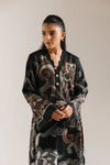 ETHNC-BLACK -DRESS - A LINE FIT -V NECK - FLARED SLEEVES - LONG LENGTH