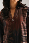 ETHNC-DARK GREY |SHIRT - A-LINE FIT - V-NECK WITH COLLAR - LONG SLEEVES - LONG LENGTH