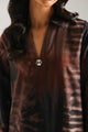 ETHNC-DARK GREY |SHIRT - A-LINE FIT - V-NECK WITH COLLAR - LONG SLEEVES - LONG LENGTH