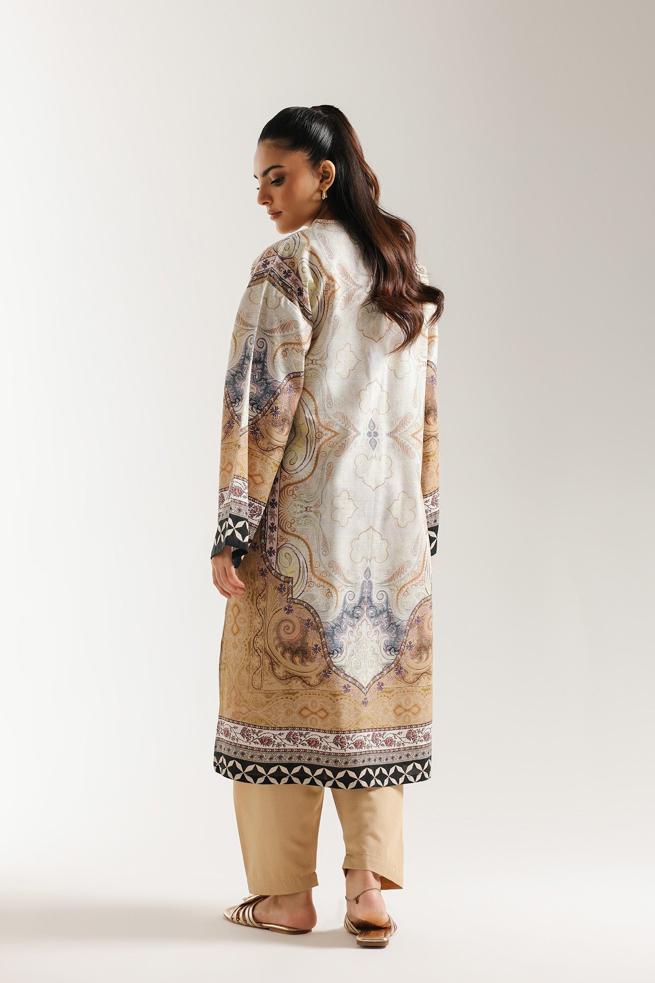 ETHNC -Printed 2-Piece Suit | SHIRT - LOOSE FIT - V NECK-SHALWAR - LOOSE FIT(LIME)