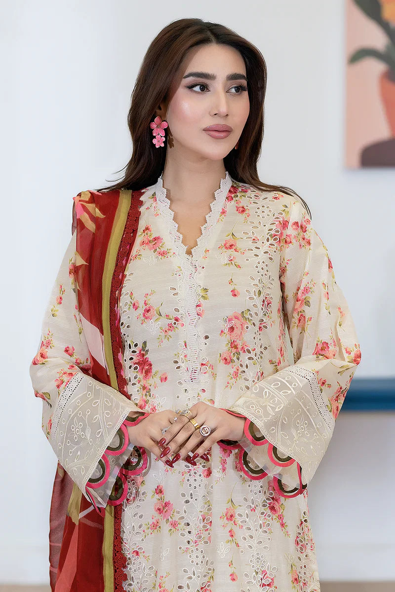 JOHRA NAQOOSH-JS-179-NQS (UNSTITCHED 3 pcs)- Rose Pink (Floral)