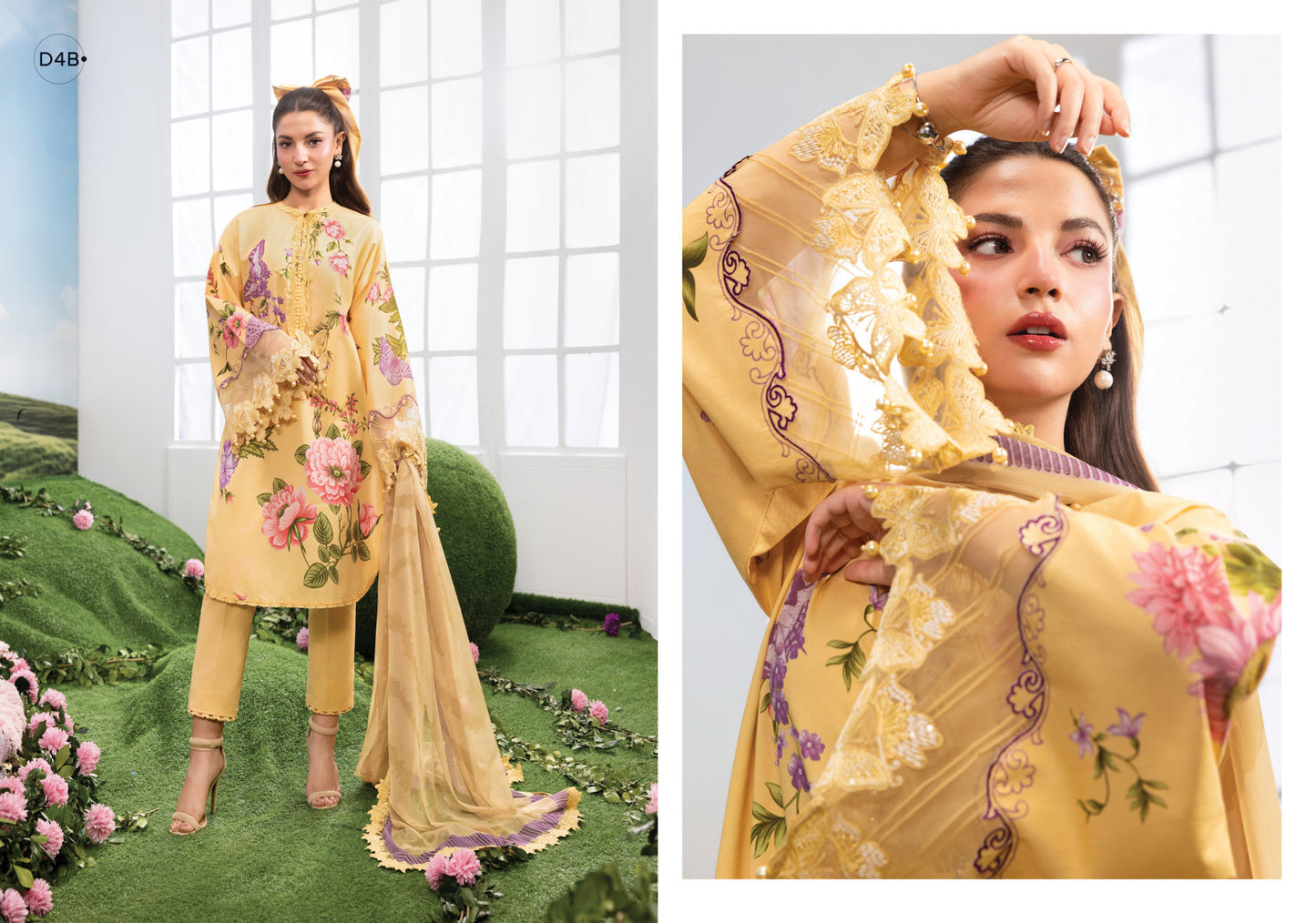 MARIA B BASICS SUMMER MB-CUSV14-04B-3 Pc Unstitched Embroidered Lawn Suit
