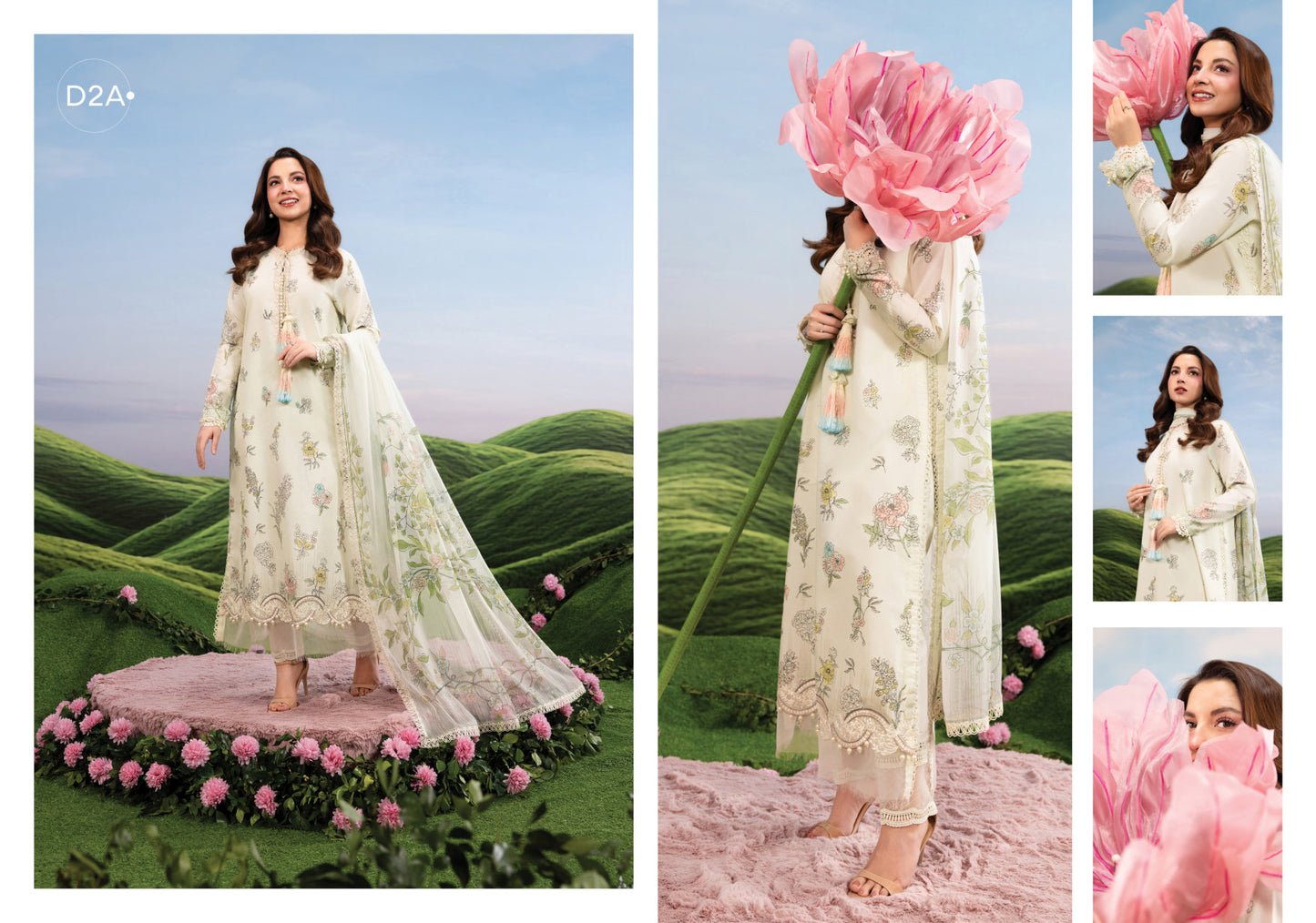 MARIA B BASICS SUMMER MB-CUSV14-02A-3 Pc Unstitched Embroidered Lawn Suit