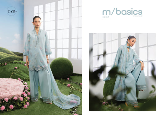 MARIA B BASICS Dreamscape Eid MB-CUSV14-02B-3 Pc Unstitched Embroidered Lawn Suit