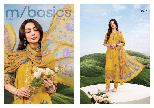 MARIA B BASICS SUMMER MB-CUSV14-03A-3 Pc Unstitched Embroidered Lawn Suit