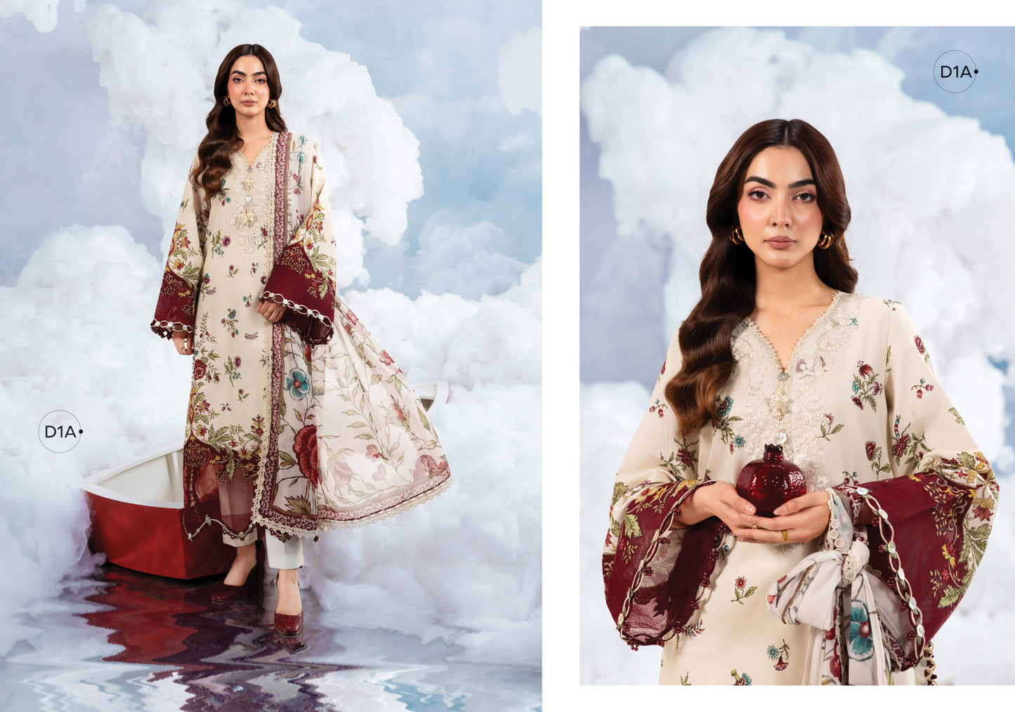 MARIA B BASICS Dreamscape Eid MB-CUSV14-01A-3 Pc Unstitched Embroidered Lawn Suit
