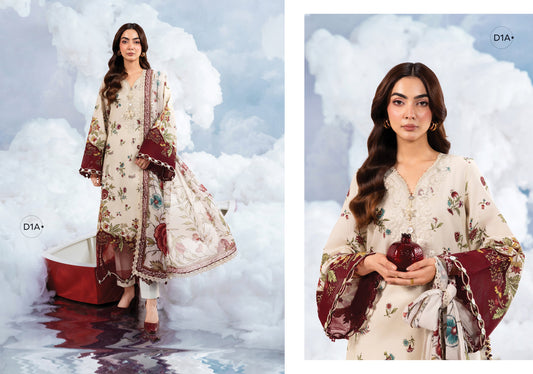 MARIA B BASICS Dreamscape Eid MB-CUSV14-01A-3 Pc Unstitched Embroidered Lawn Suit