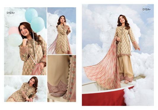 MARIA B BASICS Dreamscape Eid MB-CUSV14-12A-3 Pc Unstitched Embroidered Lawn Suit