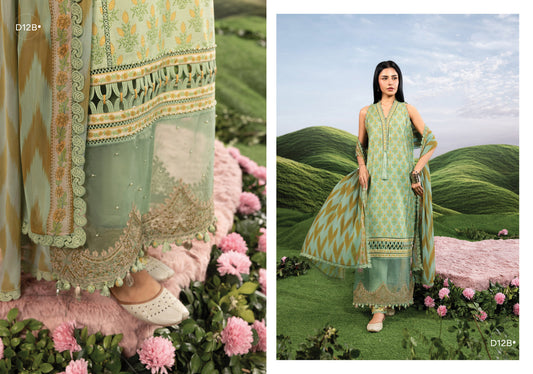 MARIA B BASICS MB-CUSV14-12B-3 Pc Unstitched Embroidered Lawn Suit