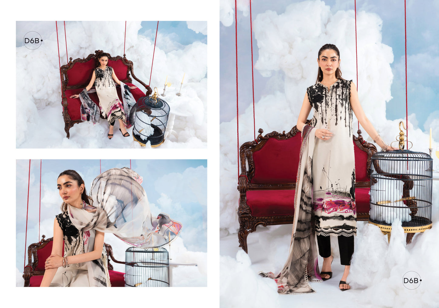 MARIA B BASICS SUMMER MB-CUSV14-06B-3 Pc Unstitched Embroidered Lawn Suit